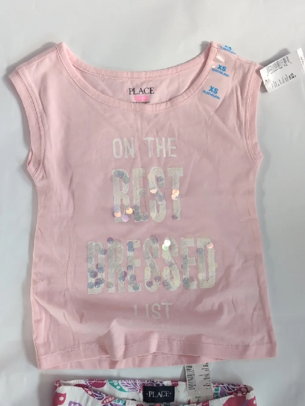 The Children's Place Pink Sequin Tank with White Butterfly Leggings - XS/4 - Picture 4 of 8
